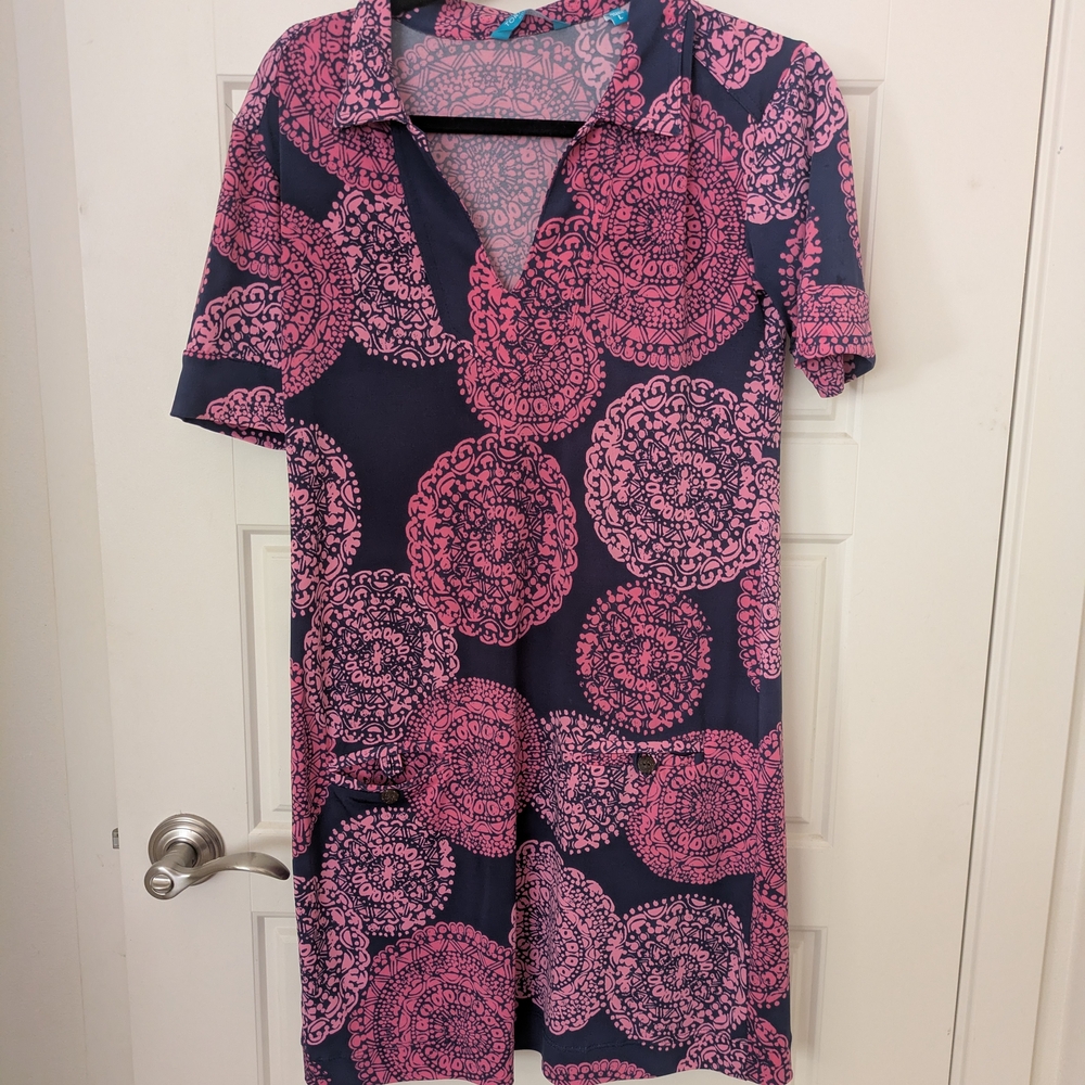 Tori Richard Pink Polo Collar A-Line Mini Dress